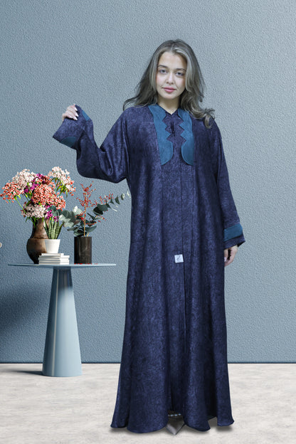 Royal Ocean Scallop Abaya – Deep Blue (All Sizes Available)