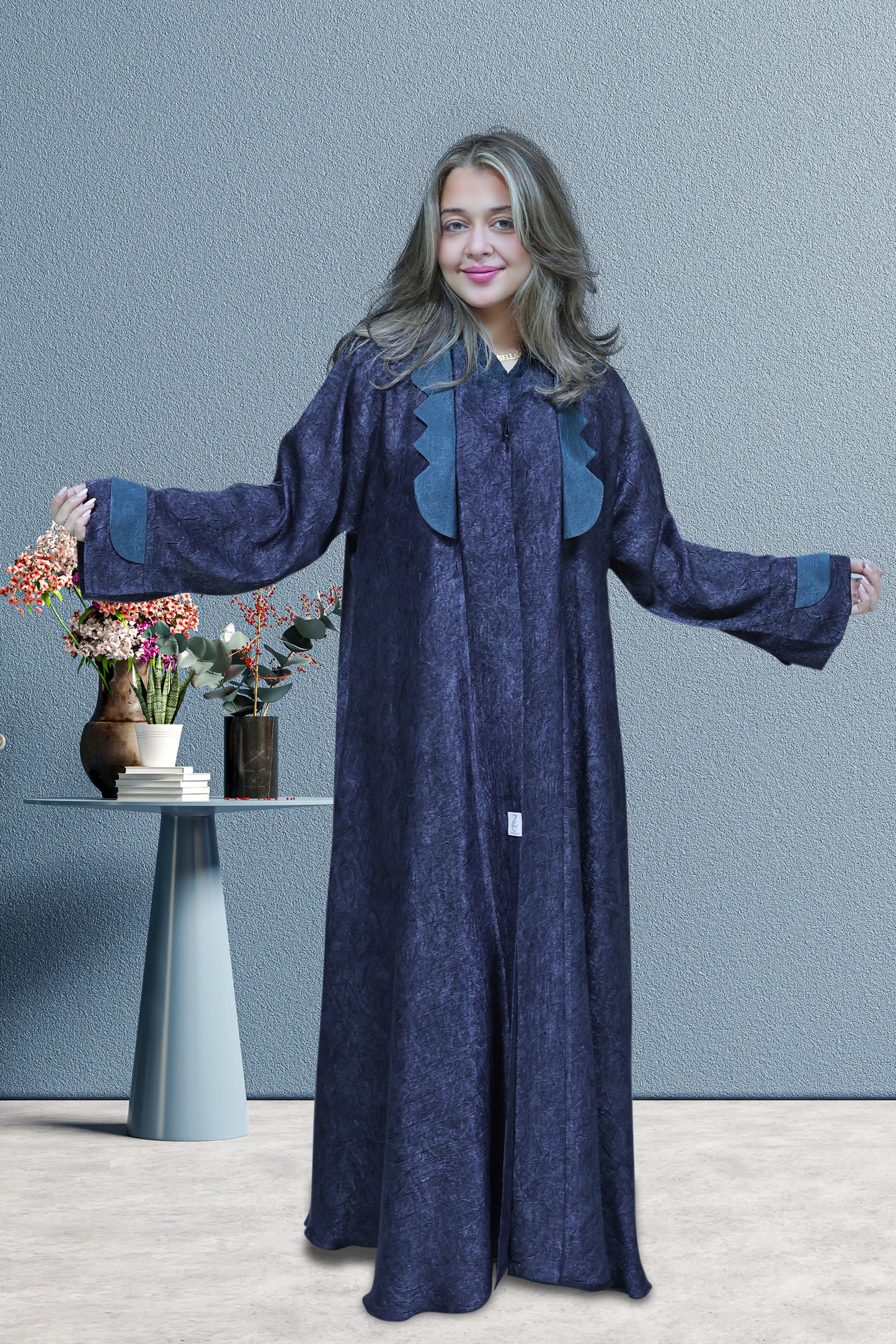 Royal Ocean Scallop Abaya – Deep Blue (All Sizes Available)