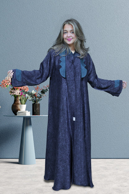 Royal Ocean Scallop Abaya – Deep Blue (All Sizes Available)