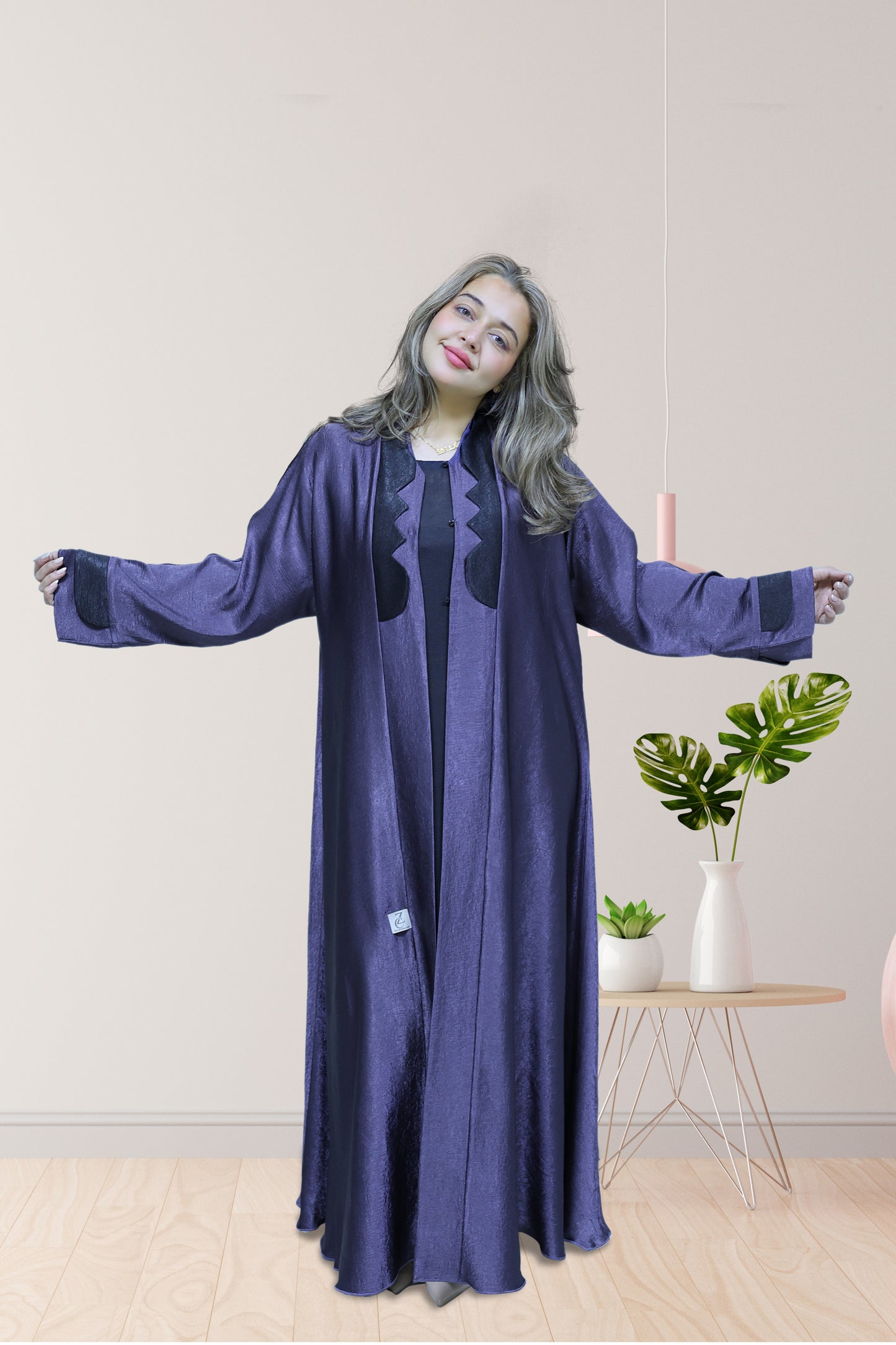 Royal Ocean Scallop Abaya – Deep Blue (All Sizes Available)
