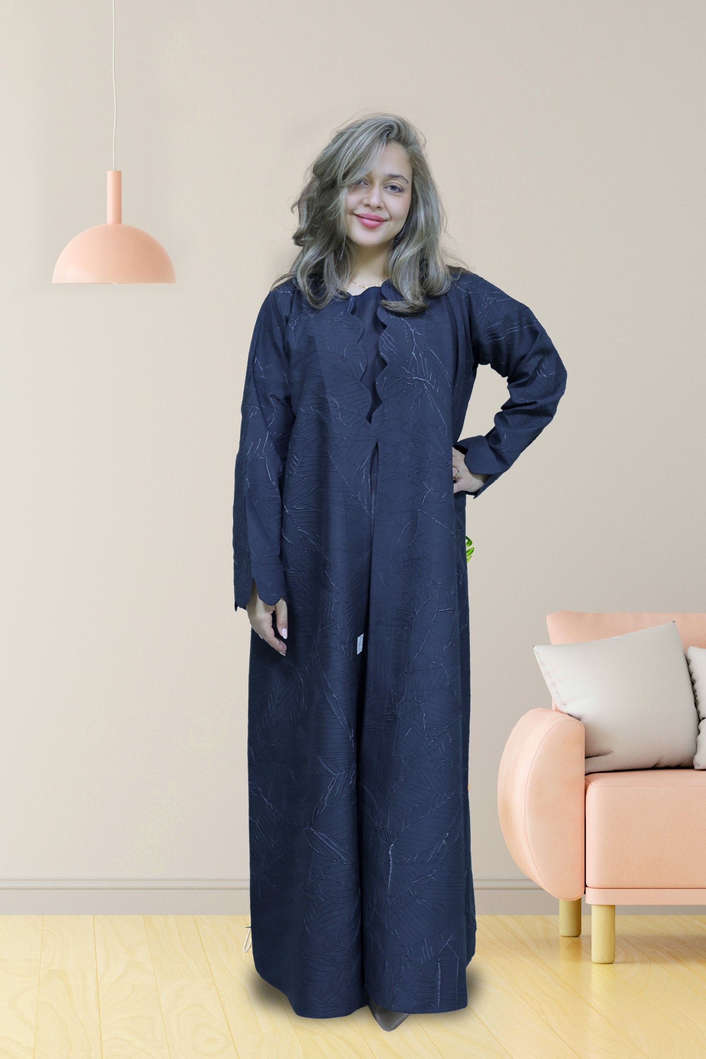 Royal Ocean Scallop Abaya – Deep Blue (All Sizes Available)
