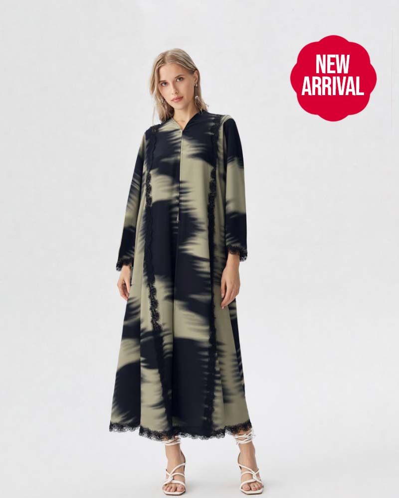 Artistic Abaya Tie-Dye Moonlit Charm