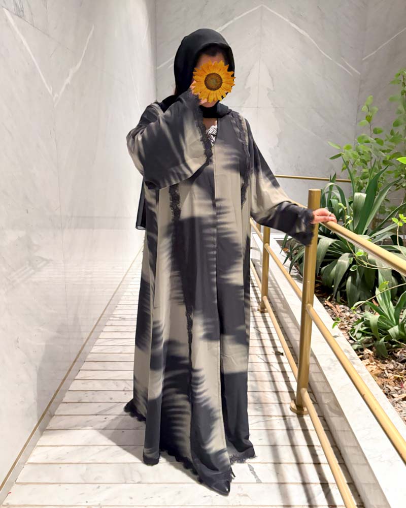 Artistic Abaya Tie-Dye Moonlit Charm