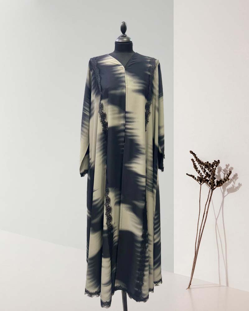 Artistic Abaya Tie-Dye Moonlit Charm