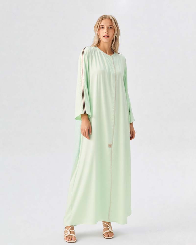 Mint Grace Stripe Sleeves Abaya