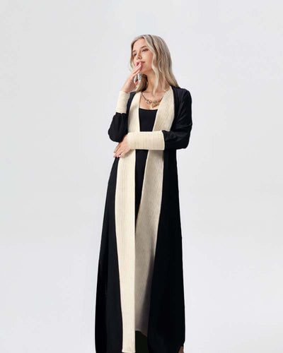 Classic Black & Off-White Abaya Elegance Eternal Poise | ⭐⭐⭐⭐⭐